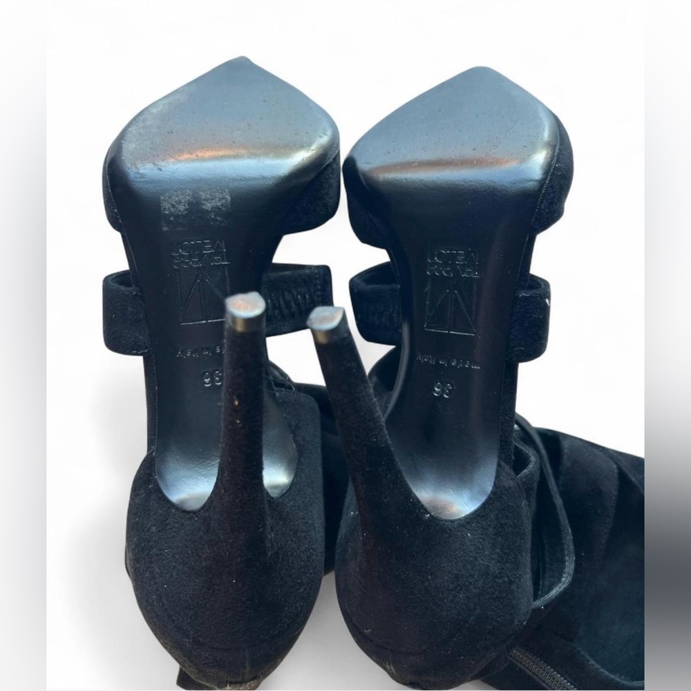 Tamara Mellon Black Suede Strappy Heels Size 36 - Picture 7 of 9